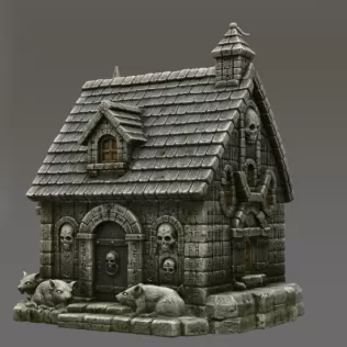 Haunted Fantasy Rat Cottage STL for 3D Printing - Model thumbnail 2