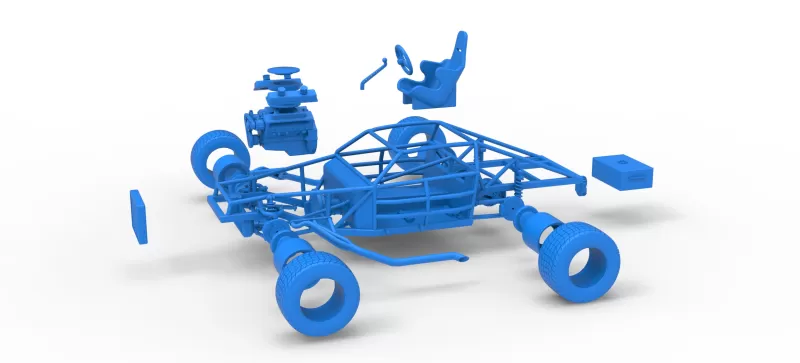 Vintage Dirt late model Race car Base Version 2 Scale 1:25 - Model preview 18