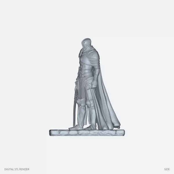 Closed Helmet Sword Knight Statue - STL - Model preview 3