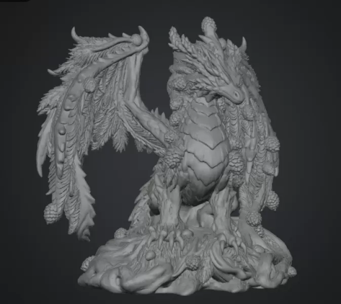 Ancient Forest Guardian Dragon STL File for 3D Print - Model preview 17