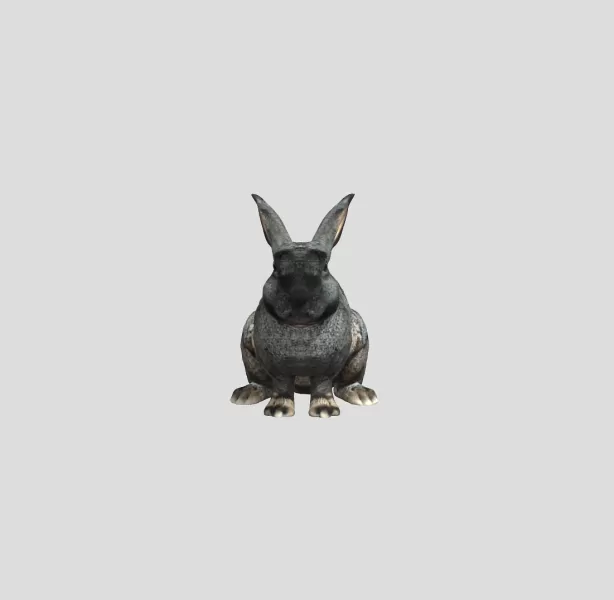 Two Rabbits on a Blue Grid Floor - Model preview 2