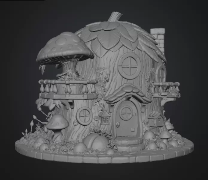 Enchanted Tree House Cottage STL File for 3D Print - Model preview 15