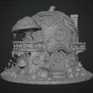 Enchanted Tree House Cottage STL File for 3D Print