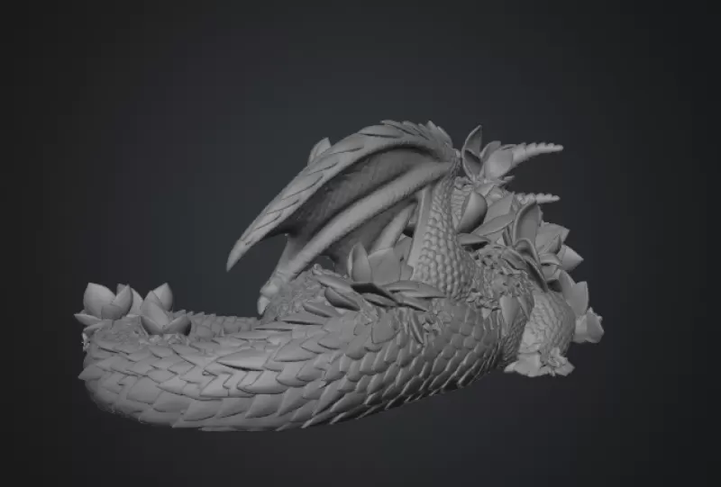 Peach Baby Blossom Dragon STL File for 3D Print - Model preview 13