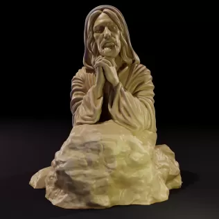 Praying Jesus on Rock 3D printing - Model thumbnail 1