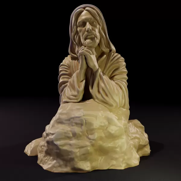 Praying Jesus on Rock 3D printing - Model preview 1