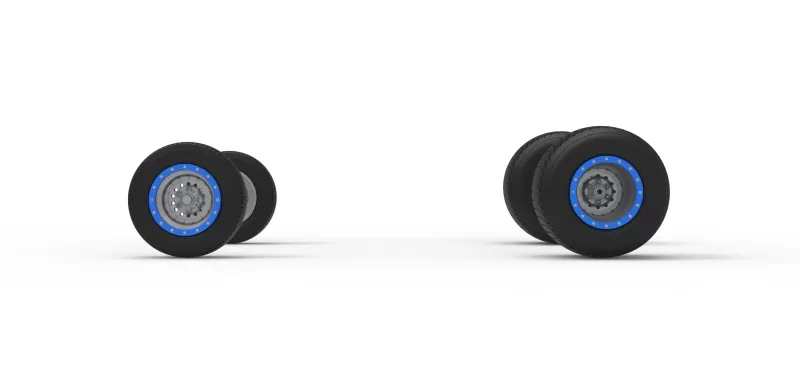 Wheel Set of Vintage Dirt Silver Crown Car Scale 1:25 - Model preview 4