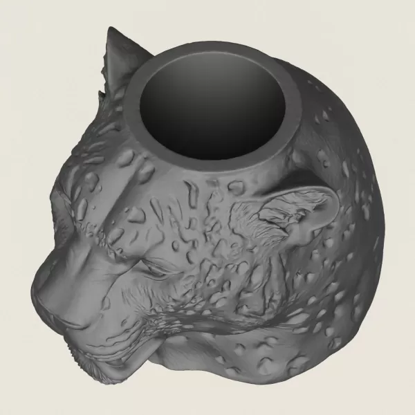 Leopard Face Vase Print Ready 3D Model - Model preview 2
