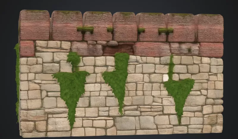 Stadtmauer mit rankpflanzen - Model preview 3