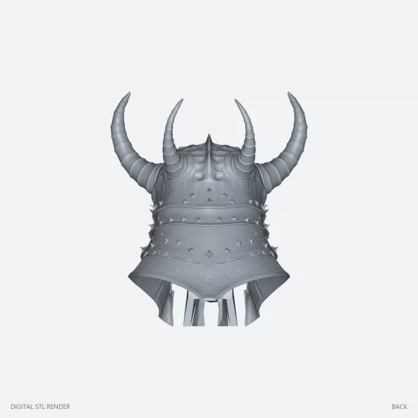 Four-Horned Skull Helmet Display - STL - Model preview 4