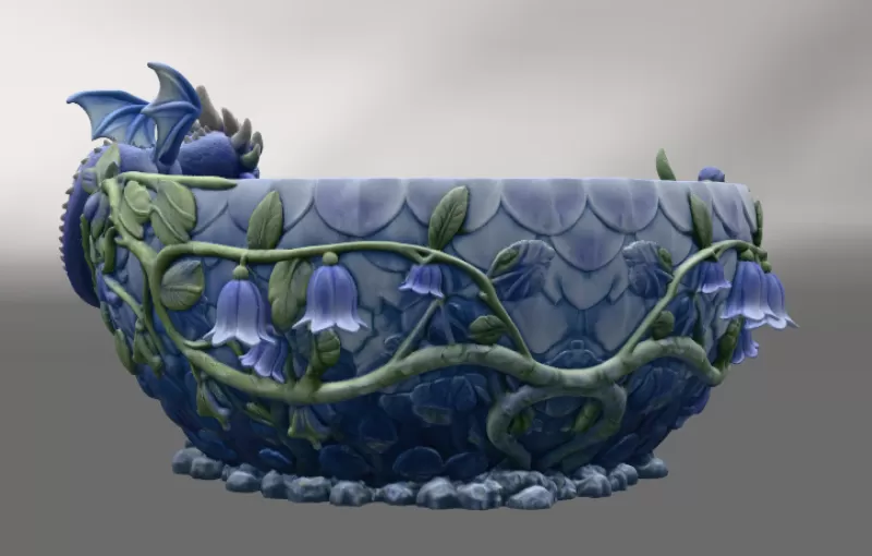 Baby Dragon Flower Bowl STL File for 3D Print - Model preview 9