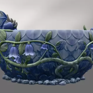 Baby Dragon Flower Bowl STL File for 3D Print - Model thumbnail 9