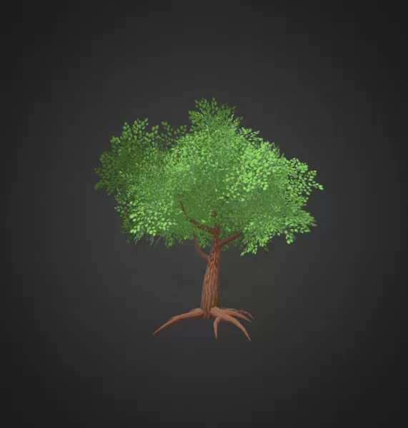 Stylish Low Poly Tree with Roots - Model preview 1