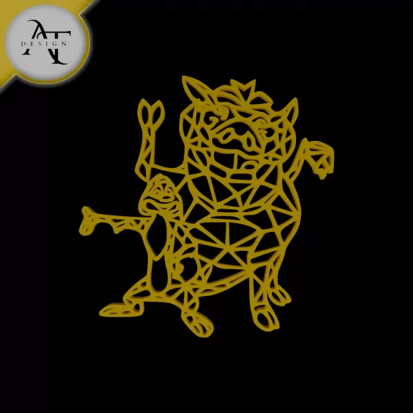 Timon and Pumbaa - The Lion King - Geometric - 2D Wall Art Decor - Model preview 1