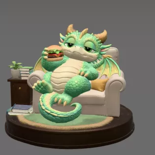 Lazy Dragon STL File for 3D Printing - Model thumbnail 3