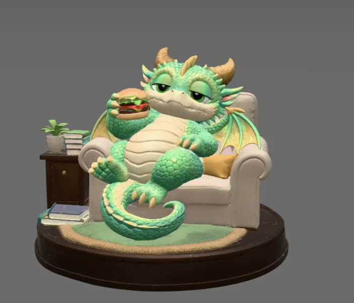 Lazy Dragon STL File for 3D Printing - Model preview 3