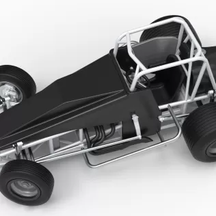 Vintage Dirt Silver Crown Car while turning Scale 1:25 - Model thumbnail 4