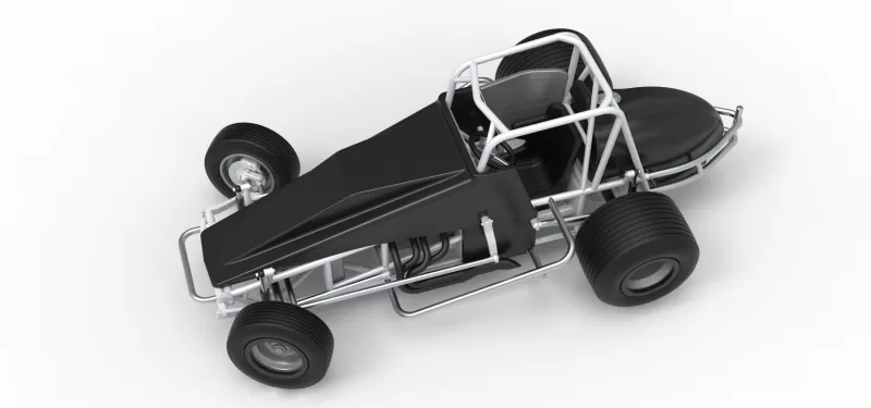 Vintage Dirt Silver Crown Car while turning Scale 1:25 - Model preview 4