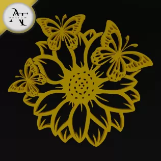 Flower with butterflies - 2D Wall Art Decor