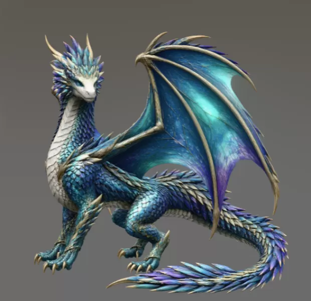 Azure Storm Dragon STL File for 3D Print - Model preview 6