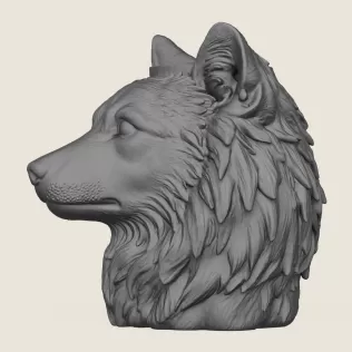 Wolf Head Vase Print Ready 3D Model - Model thumbnail 4