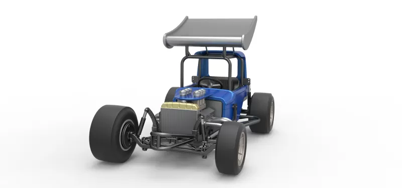Vintage Winged Supermodified stock car Version 2 Scale 1:25 - Model preview 5