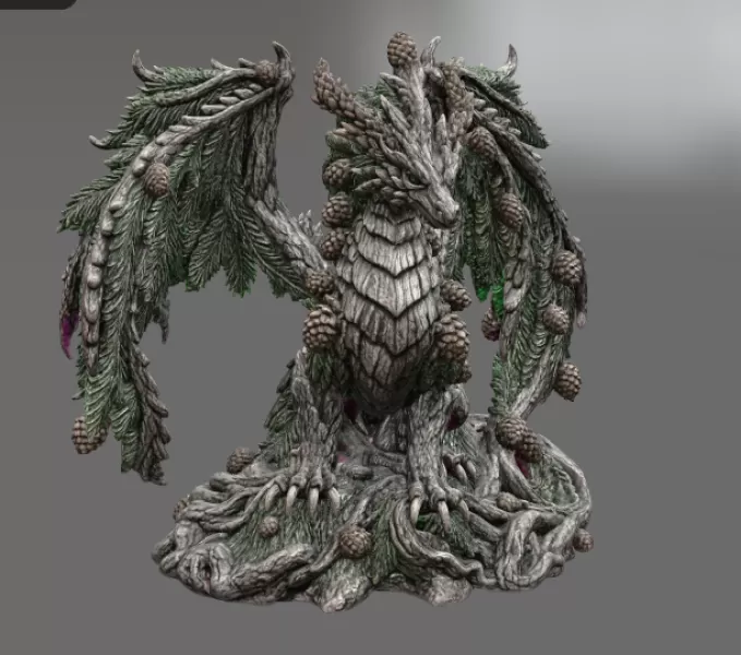 Ancient Forest Guardian Dragon STL File for 3D Print - Model preview 13