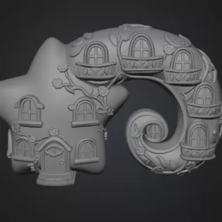 Fantasy Star House Magical Spiral Bookend STL File 3D Printable - Model thumbnail 8