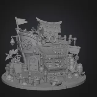 Floating Fish Market Boat STL File for 3D Print - Model thumbnail 12
