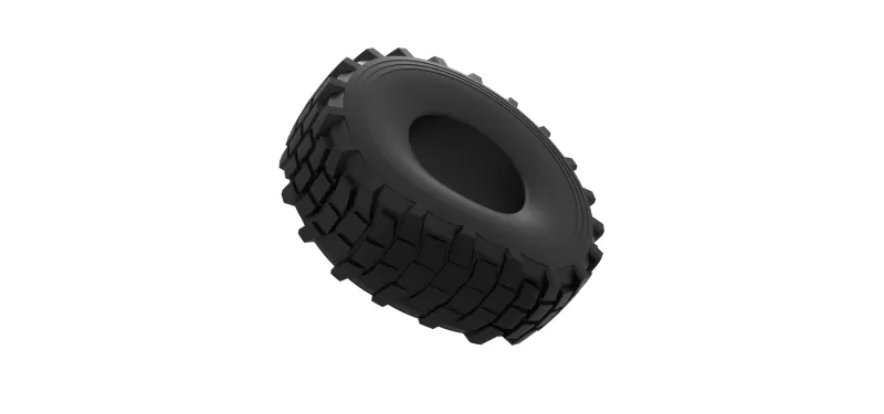 Military truck tire 5 deflated Scale 1:25 - Model preview 8