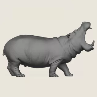 Hippopotamus Print Ready 3D Model - Model thumbnail 3