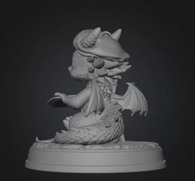 Cute Artist Dragon STL File for 3D Print - Model preview 9