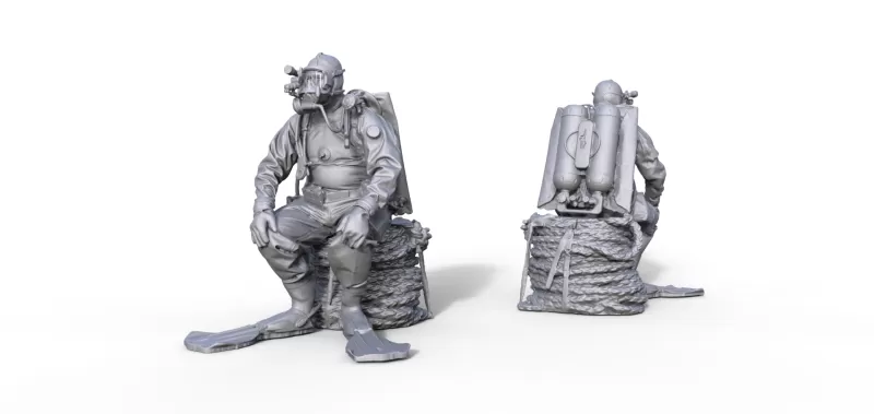 Diver figure for ship model - Model preview 1
