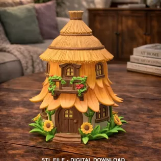 Fantasy Straw Cottage – STL File 3D Printable Fairy House - Model thumbnail 2