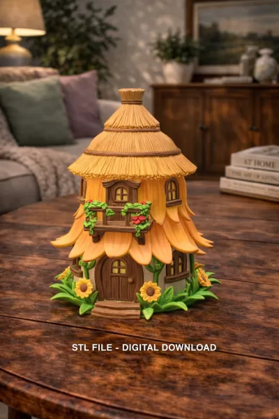 Fantasy Straw Cottage – STL File 3D Printable Fairy House - Model preview 2