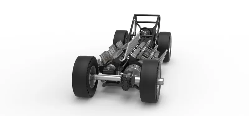Vintage AWD Dragster Base Version 2 Scale 1:25 - Model preview 5