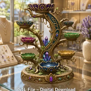 Enchanted Crystal Jewelry Tree STL File for 3D Print - Model thumbnail 4
