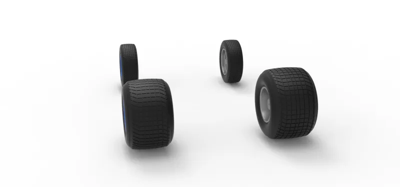 Wheel Set of Vintage Dirt Silver Crown Car Scale 1:25 - Model preview 8