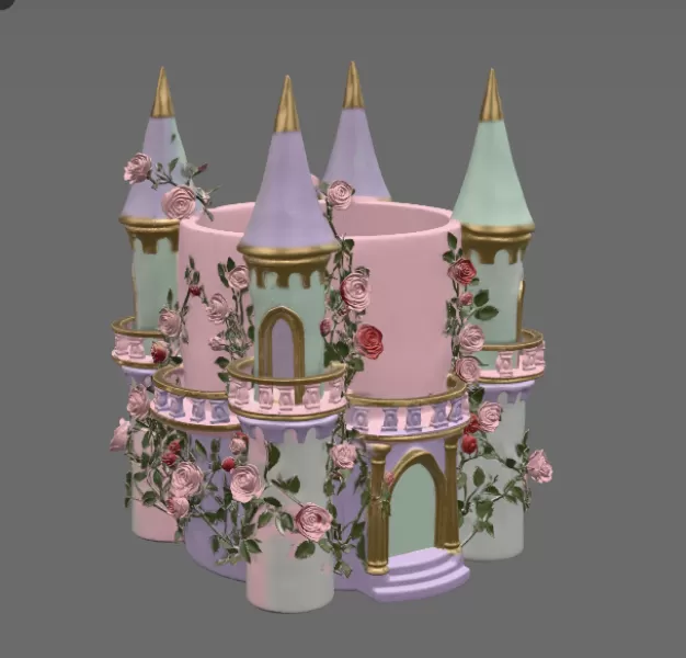 Rose Princess Castle Planter STL File for 3D Print - Model preview 11