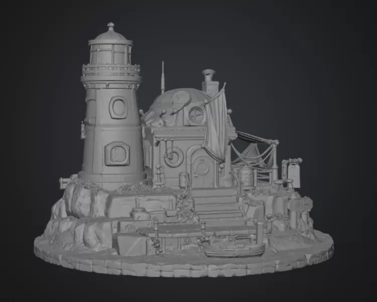 🌊 Lighthouse Harbor House STL File for 3D Print - Model preview 17