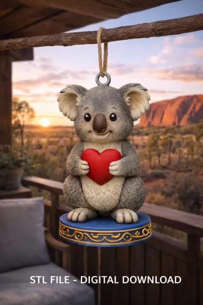 Cute Koala with Heart – 3D Printable STL File - Model preview 1