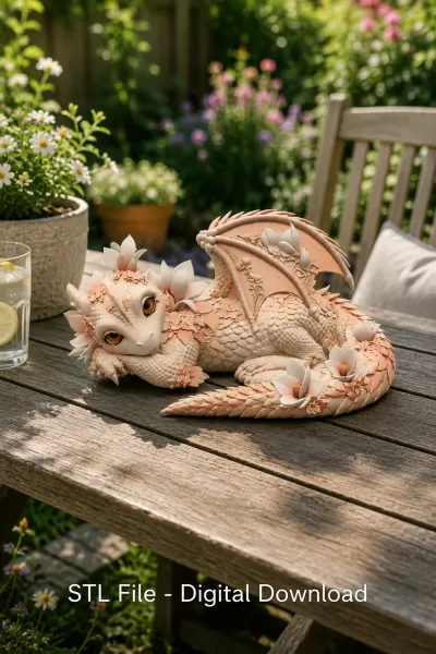 Peach Baby Blossom Dragon STL File for 3D Print - Model preview 3