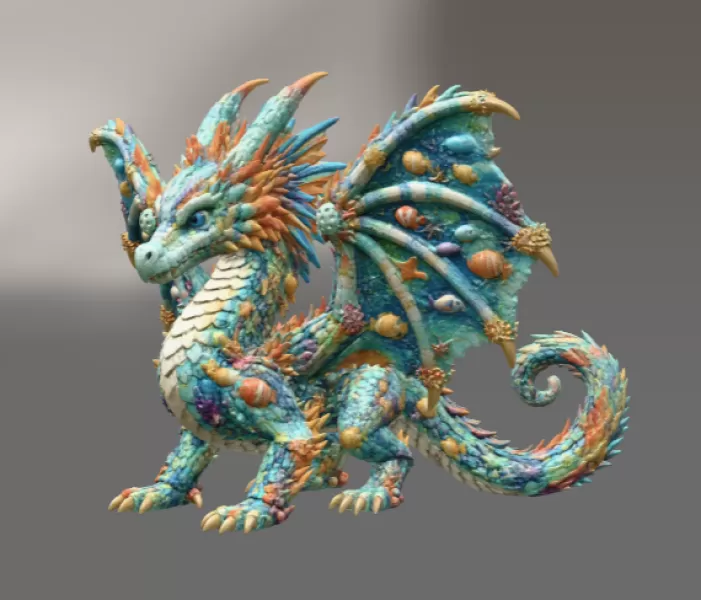 Ocean Bloom Dragon STL File for 3D Print - Model preview 6