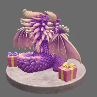Cute Birthday Dragon STL File for 3D Printing - Model thumbnail 5