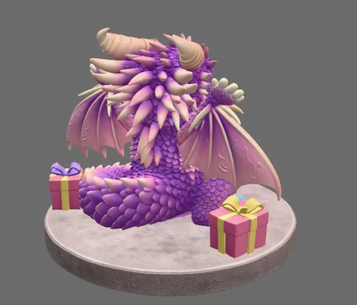 Cute Birthday Dragon STL File for 3D Printing - Model preview 5