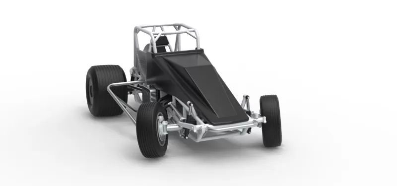 Vintage Dirt Silver Crown Car while turning Scale 1:25 - Model preview 26