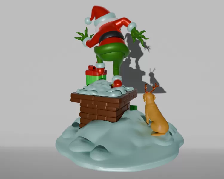 Grinch – Christmas Diorama Tree Ornament & Home Decor | STL + Bl - Model preview 4