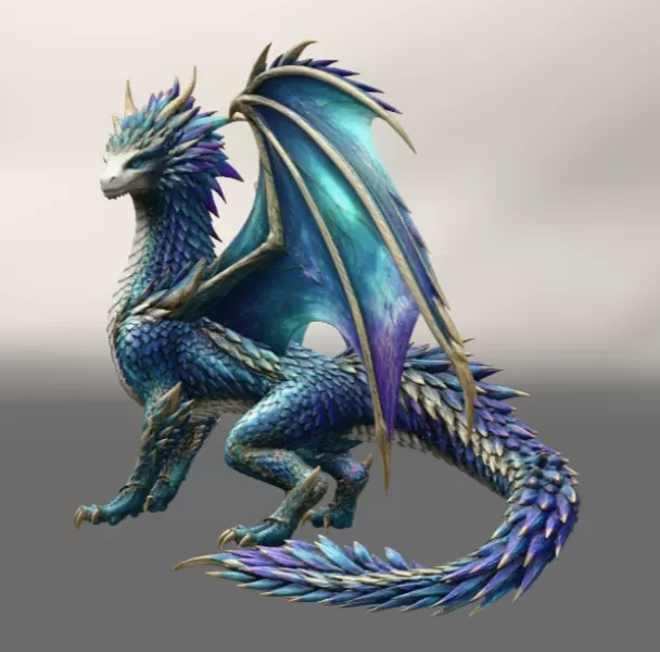 Azure Storm Dragon STL File for 3D Print - Model preview 7