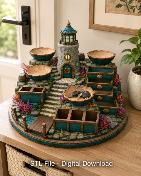 Lighthouse Jewelry Organizer STL File for 3D Print - Model preview 3