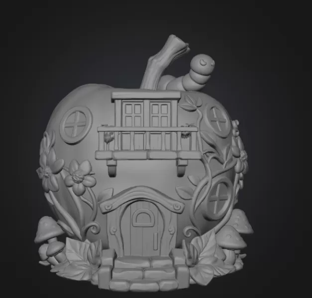 Enchanted Apple Cottage STL File 3D Printable - Model preview 7